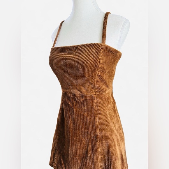 Forever 21 Brown Corduroy A-Line Mini Dress Size M - Picture 4 of 10